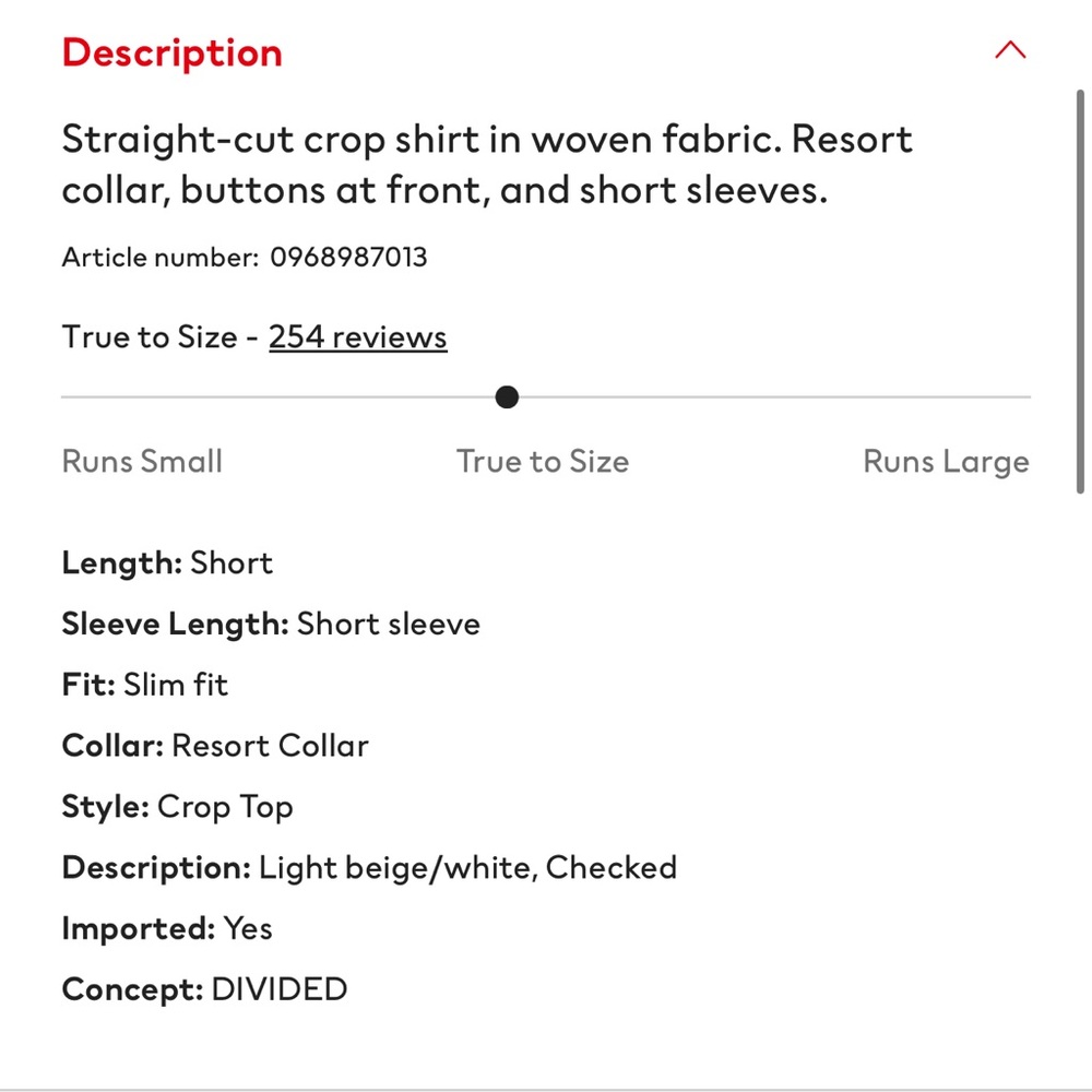 H&M Cream and White Checkered Collared Button Up Crop Top - Picture 3 of 10